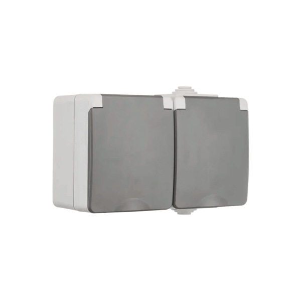 ION INDUSTRIES | OPBOUW WANDCONTACTDOOS 2X | HORIZONTAAL | IP55 | GRIJS - Afbeelding 3