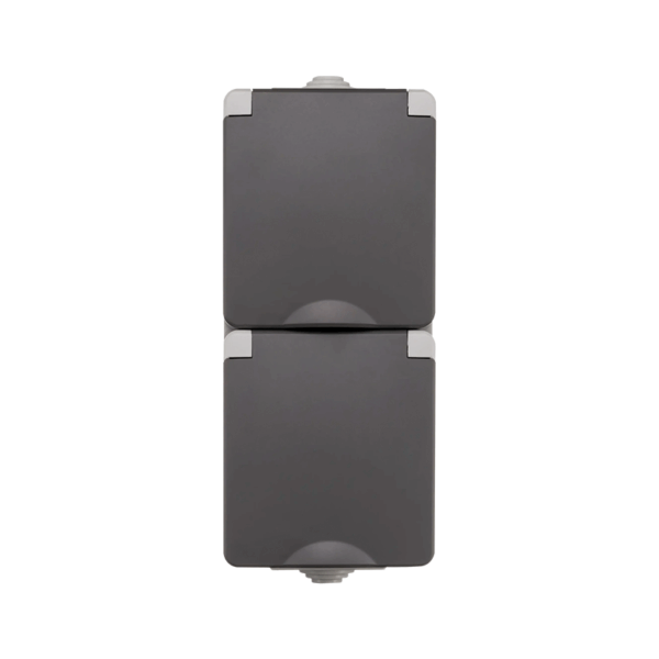 ION INDUSTRIES | OPBOUW WANDCONTACTDOOS 2X | VERTICAAL | IP55 | GRIJS