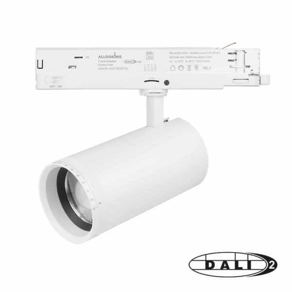DALI 3-FASE RAILSPOT | ZOOMABLE | 30W DIMMABLE| TUNABLE WHITE 2700-4000K | WIT