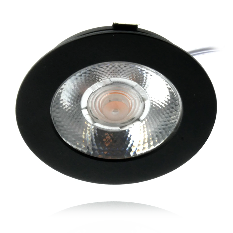 ECODIM | LED MEUBELSPOT | KLEINE INBOUWDIEPTE | IP54 | WARM WIT | ROND | ZWART | 55MM