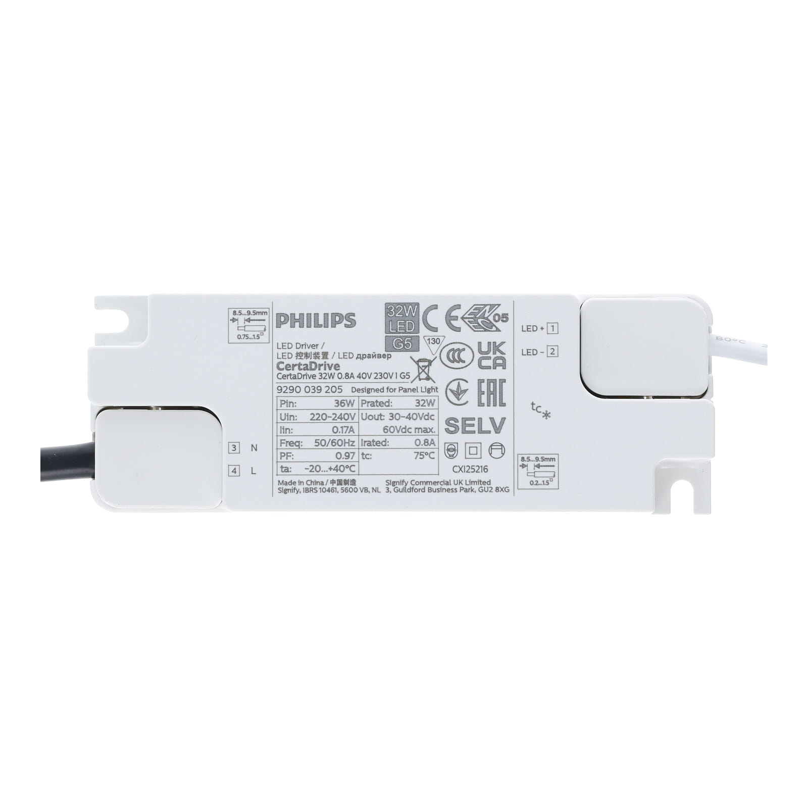 813734 PHILIPS CERTA DRIVER 30W MET 1.5M SNOER EN 3-SWP STEKKER